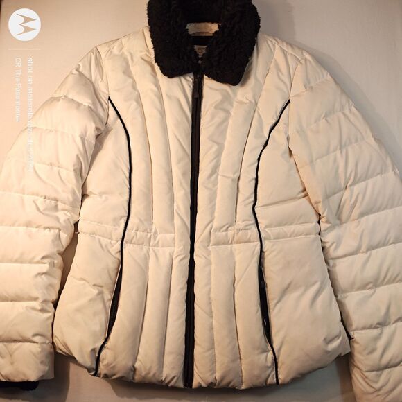 Women's Anne Taylor LOFT Down Puffer Jacket White Size 4 - Picture 7 of 8
